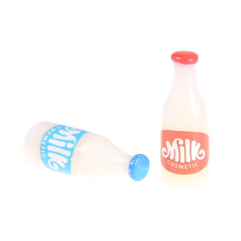 2PCS Dollhouse Kitchen Accessories 1:12 Miniature Food Milk Bottles Breakfast