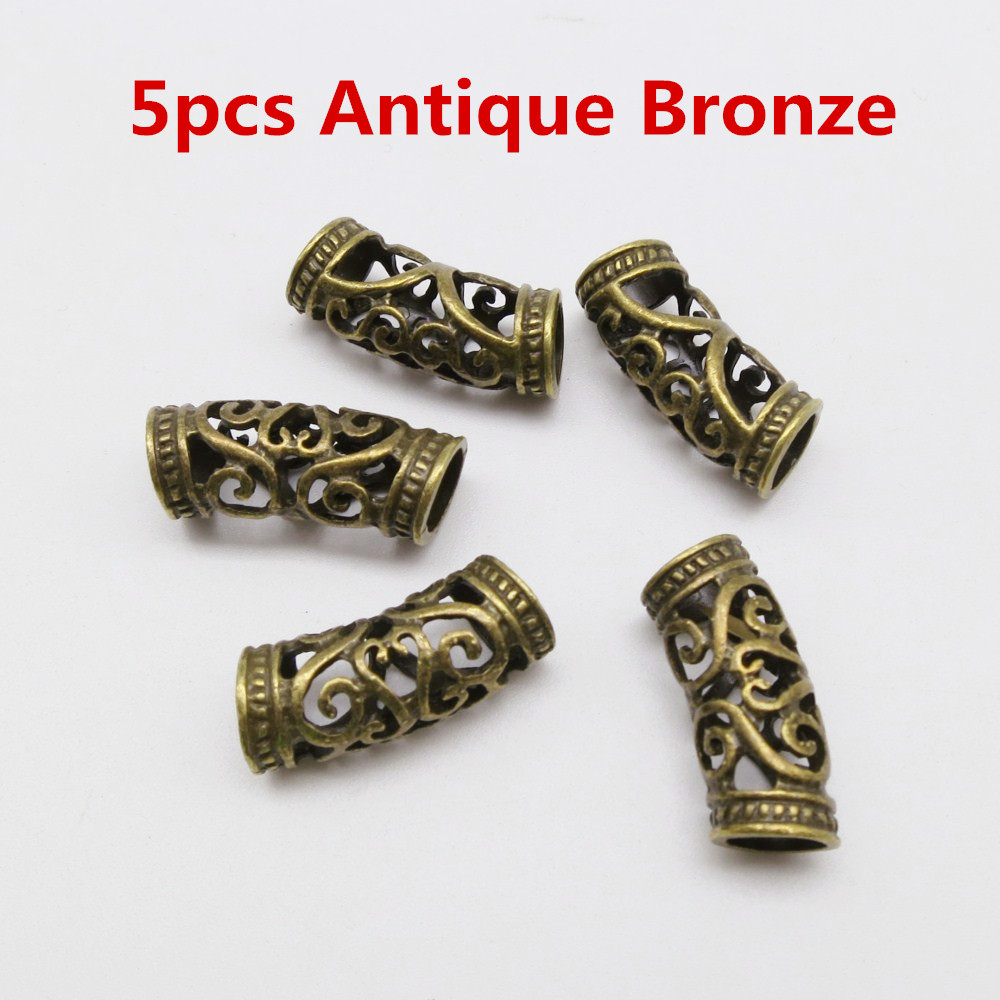 5 st -20 st silver / guld / brons viking hår flätat skägg dreadlock pärlor rörringar ca 7mm inre hål för hår tillbehör: 5 st antik brons