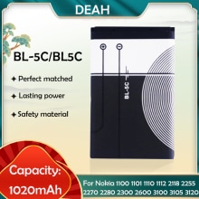 1-2 Stuks BL-5C BL5C Bl 5C 3.7V 1020Mah Vervangende Lithium Batterij Voor Nokia 1100 1200 1208 1280 1600 2600 2700 3100 3110 5130