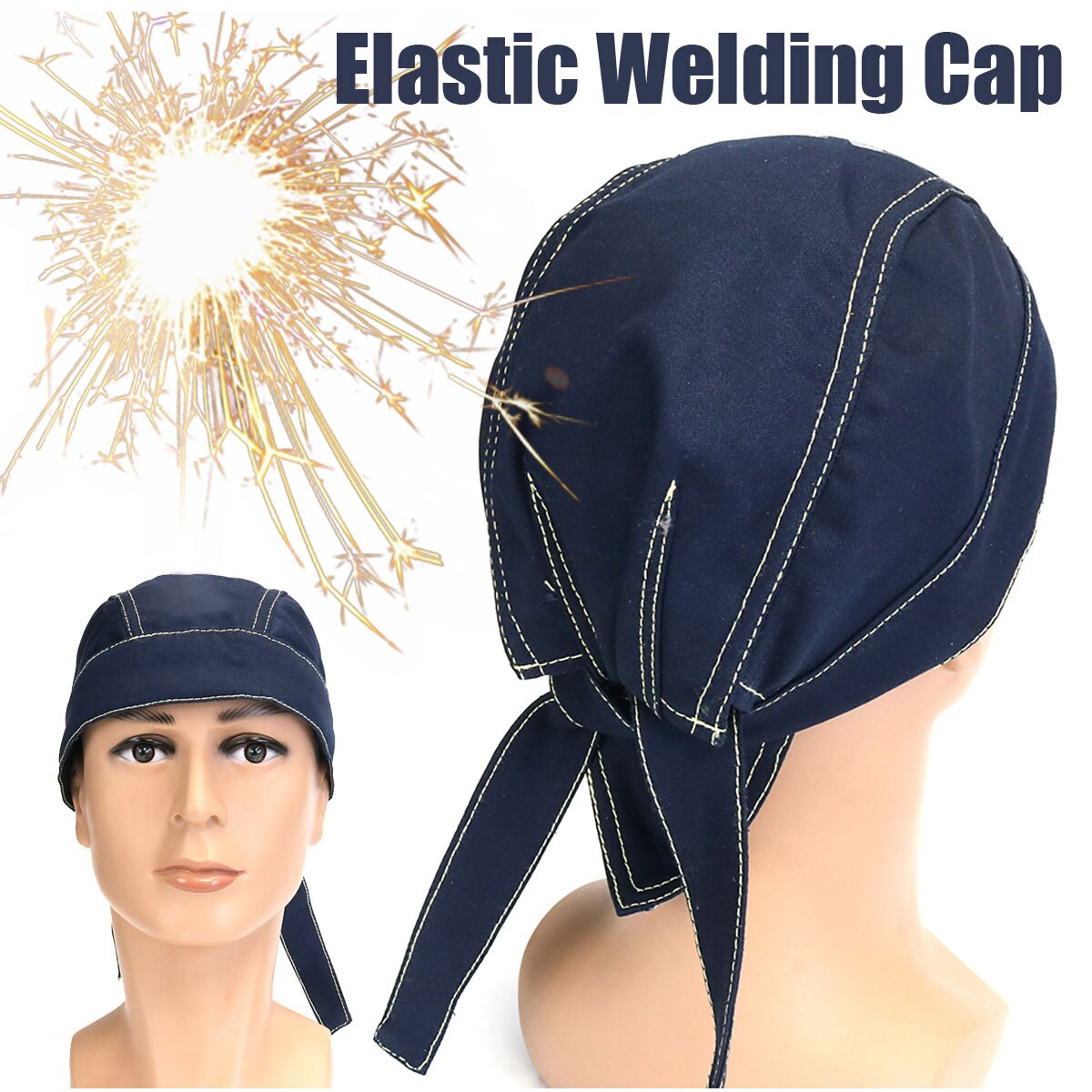 Coton pratique soudure casquette soudeurs protection chapeau couverture chapeau écharpe porter ignifuge sécurité soudage casque
