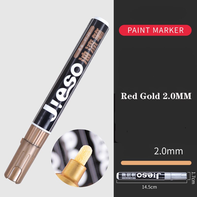 Galvanik Spiegel Silber Farbe Stift Hand-reparatur Chrom-überzogene Metall Wasserdichte Reifen Keramik berühren-hoch Farbe 1mm/2mm Feder: rot Gold 2.0MM