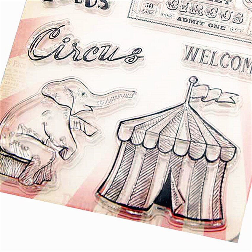 10x10cm Elephant circus Transparent Clear Stamps Silicone Seals Roller Stamp DIY scrapbooking photo album/Card Making Christmas
