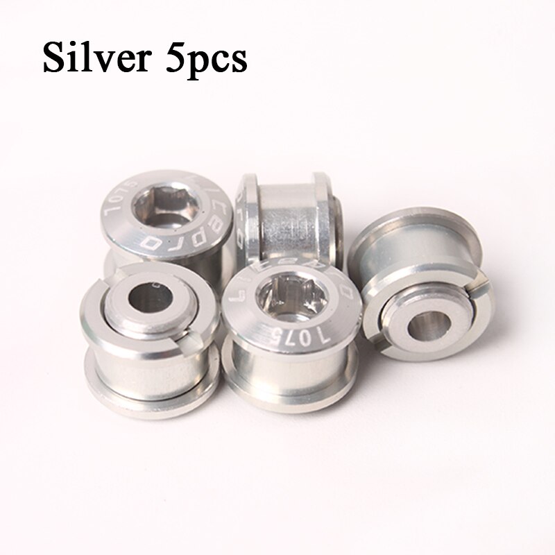 Litepro 4/5Pcs Mtb Kettingblad Bouten Aluminium Single Speed Disc Super Licht Kettingwiel Schroeven Voor Road Mountain fiets Crank: 5PCS-Sliver-6.5mm