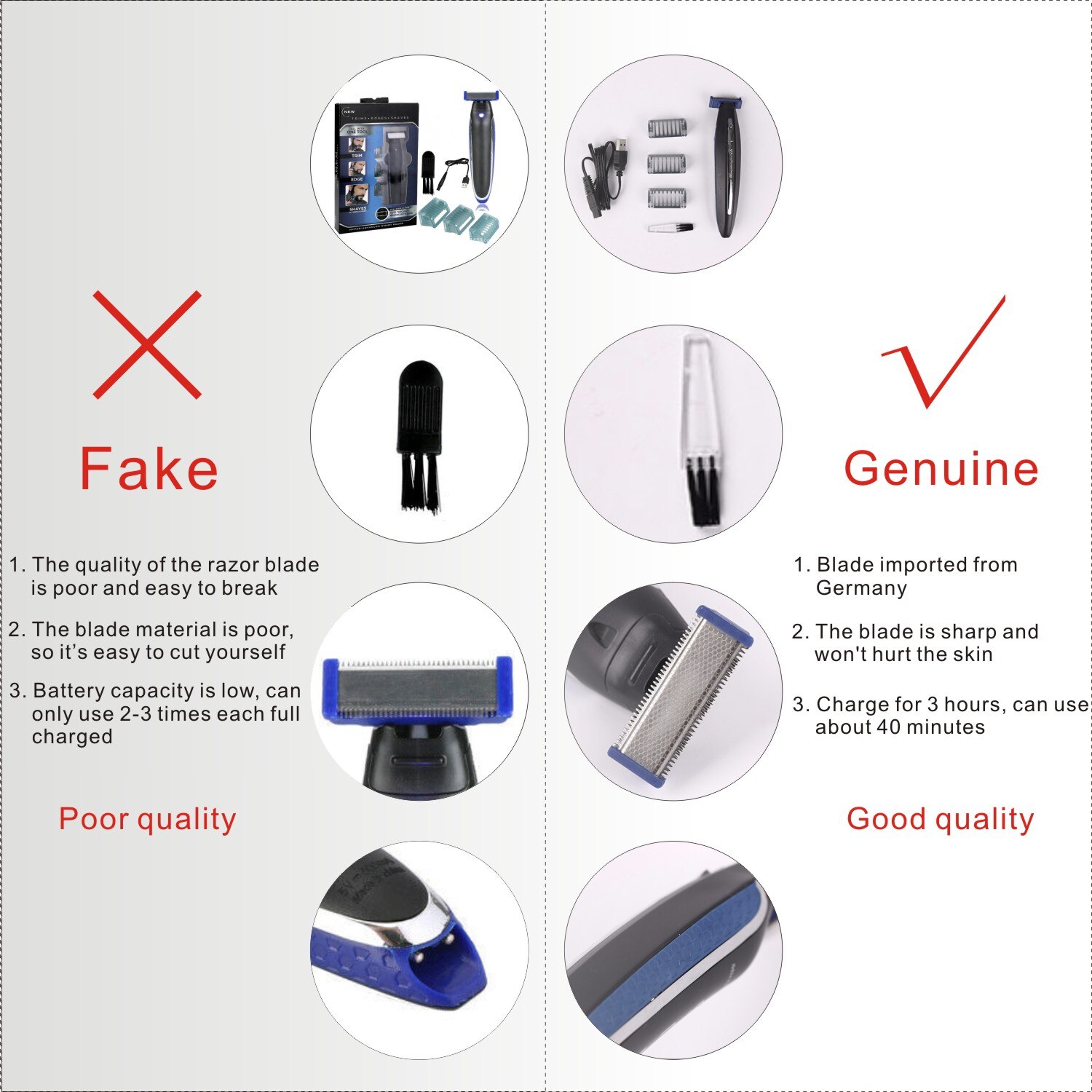 USB Rechargeable Men Shaver Edged Razor Nose Hair Trimmer Multifunction Trims Full Kit Shaver