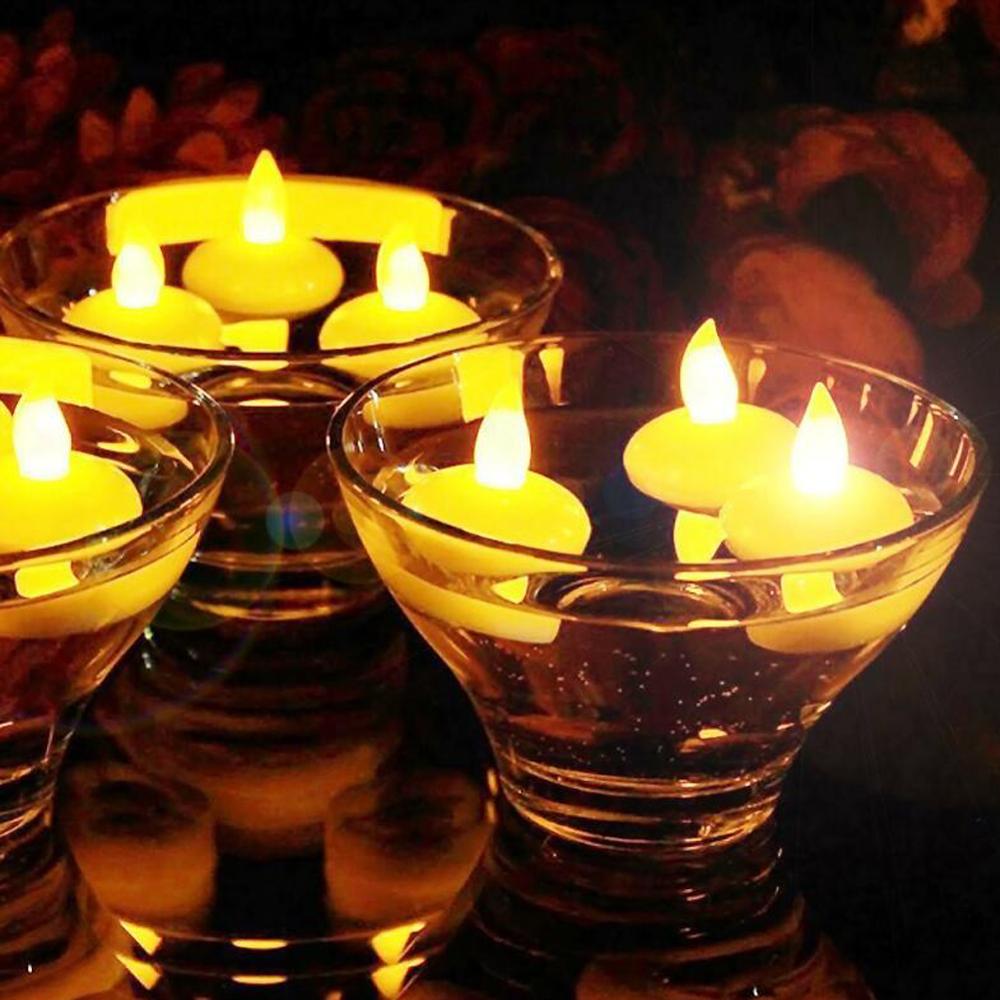 12 unids/pack velas flotantes a prueba de agua LED vela de té luz de vela electrónica sin llama lámpara de vela para baño SPA Pray