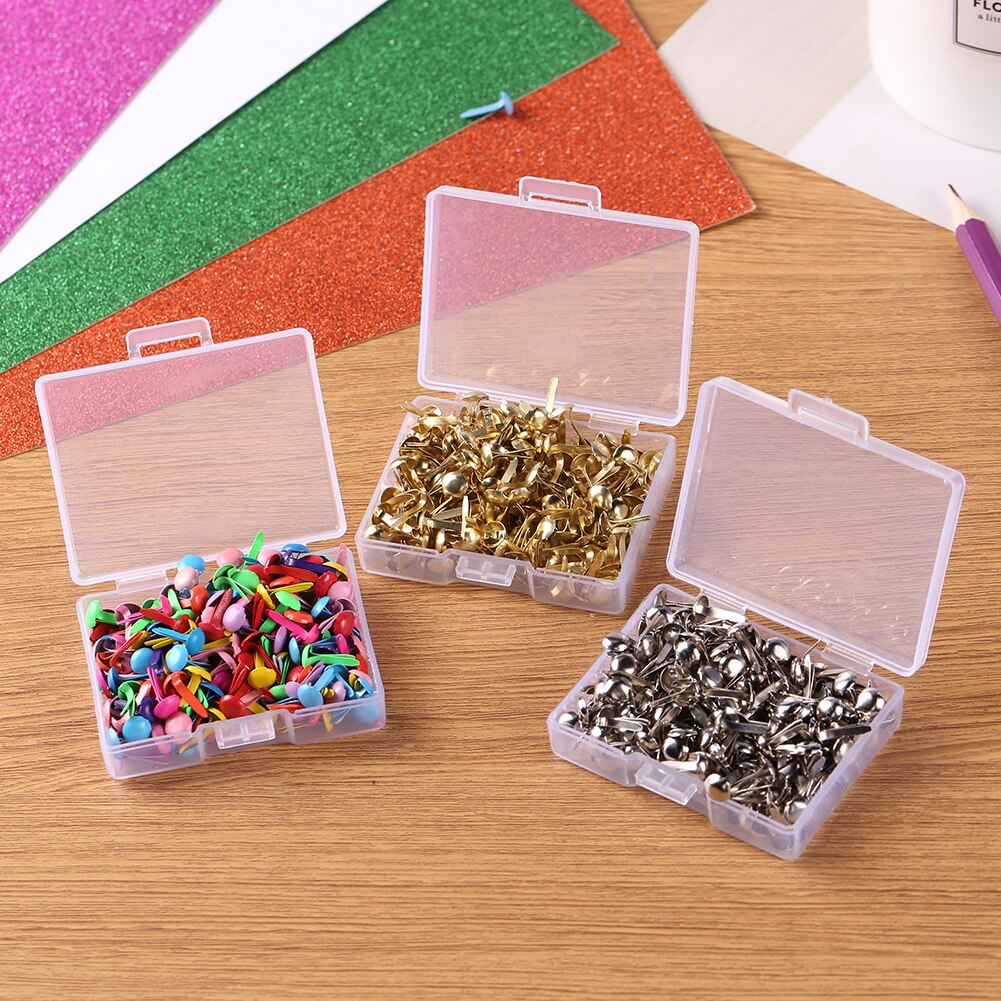 200pcs Mixed Round Scrapbooking Embellishment Fastener Brads Metal Crafts For Diy Handicrafts Decoration Nail Wallet Decor
