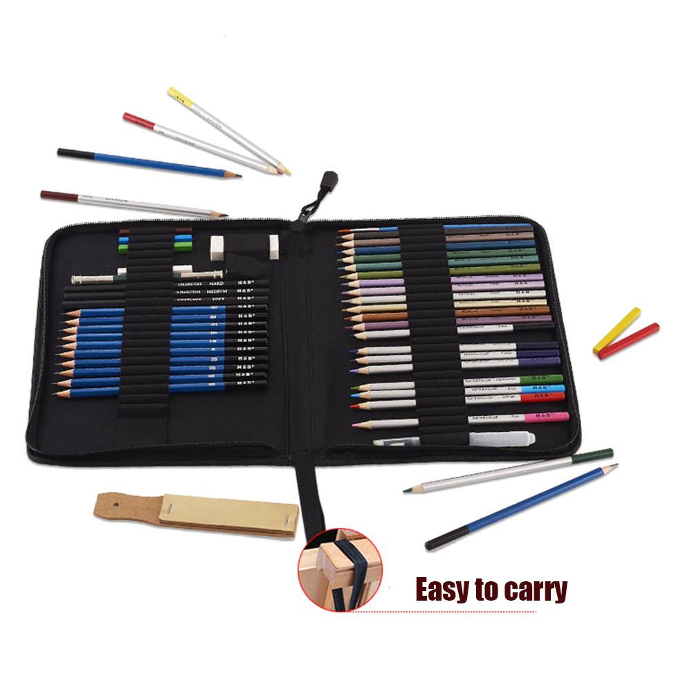 Lápis de esboço 51 peças de papelaria portátil pintura conjunto de ferramentas conjunto de lápis esboço graffiti arte suprimentos desenho artesanato estudante artista