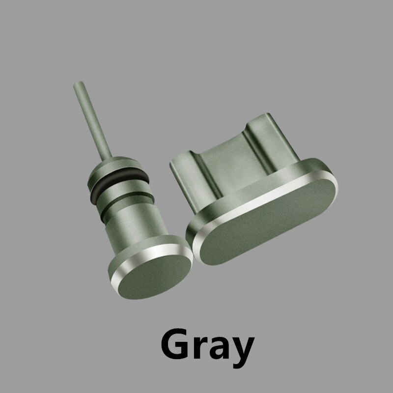 Ensemble de prise anti-poussière Android en aluminium, Port Micro USB, écouteurs, prise Jack, carte Sim, aiguille pour Smartphone: Grey