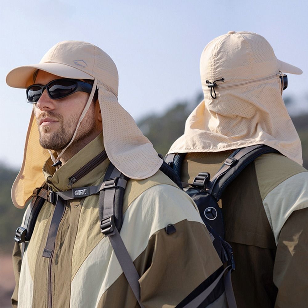 Protección solar Sombrero impermeable para el sol Secado rápido Gorra de béisbol de pesca de ala ancha Mantón desmontable Gorra de playa transpirable