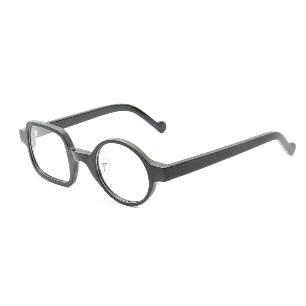 Lunettes de lunettes rondes carrées | Lunettes rétro légères faites à la main à bord complet, femmes hommes Prescription, lunettes de claires: C1Black