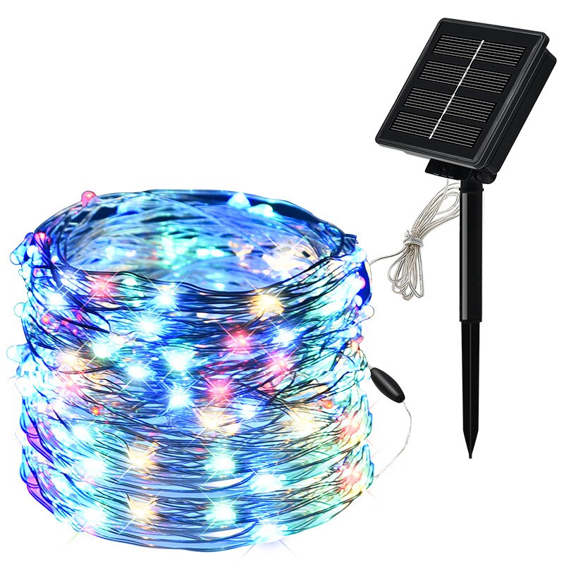 Vanntett streng ledet solcellelampe 30m 20m 10m utendørs hageinnredning fe lys solcellepanel strøm julepynt bryllup terrassedekor: Rgb / 10m