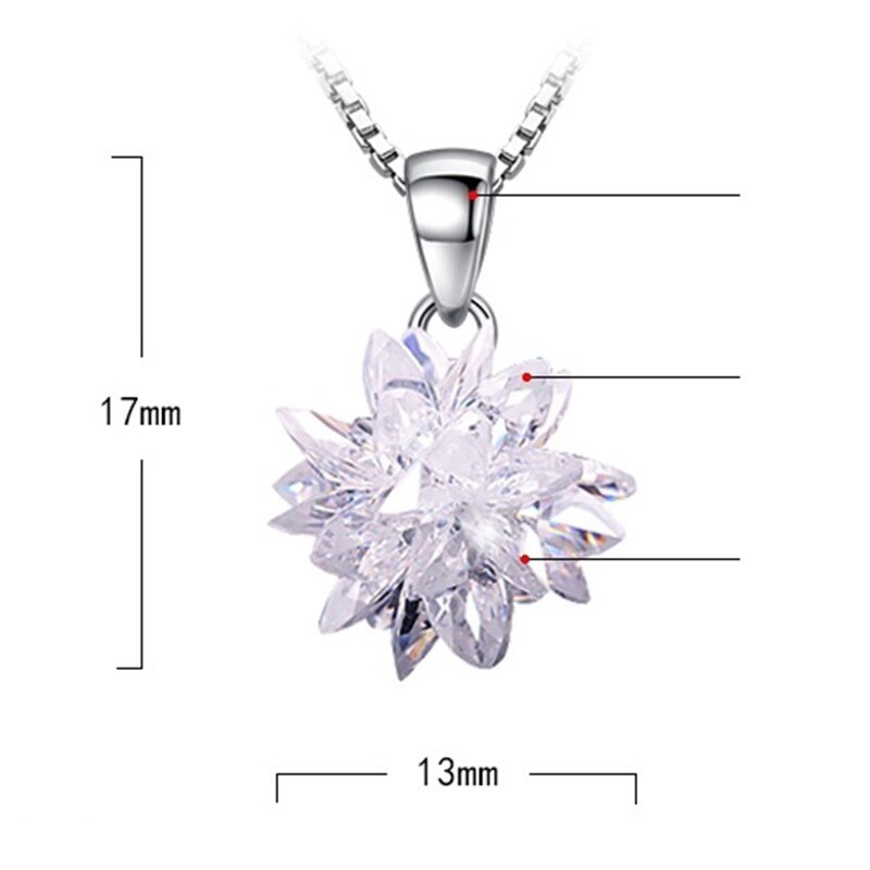 Nehzy S925 Stempel Zilver Dames Mode-sieraden Drie-Dimensionale Kristal Zirkoon Hanger Ketting Lengte 45Cm