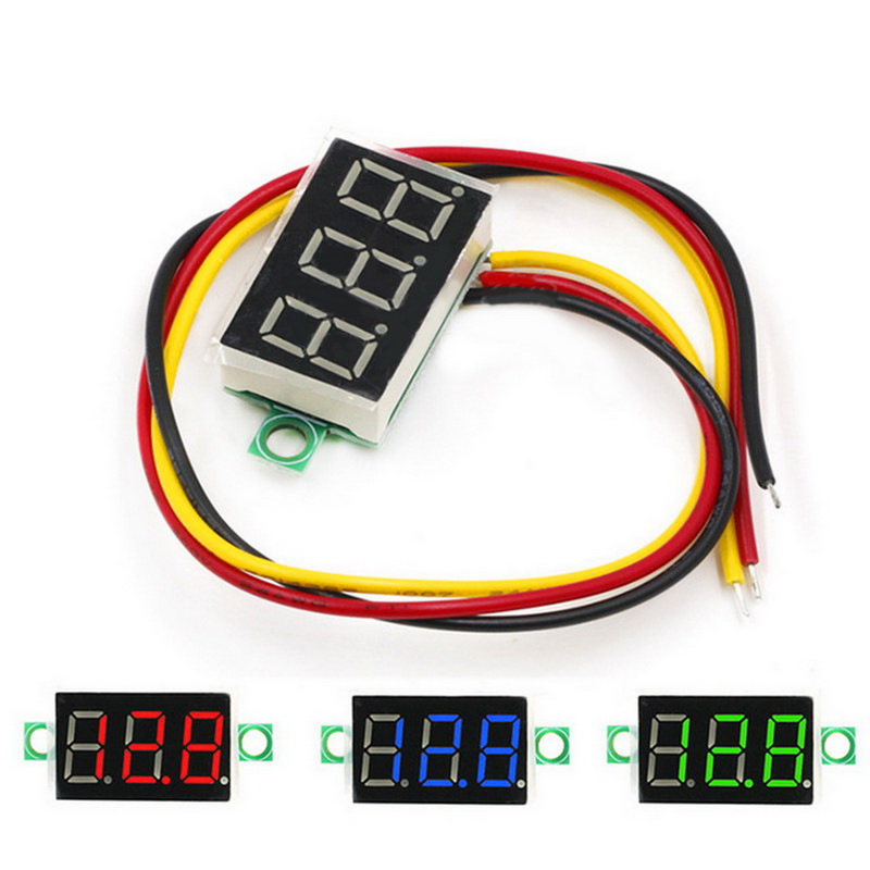 DC 0-100V Three-Wire Mini Digital Voltmeter Voltage Meter Gauge with Reverse Polarity Digital Voltage Tester