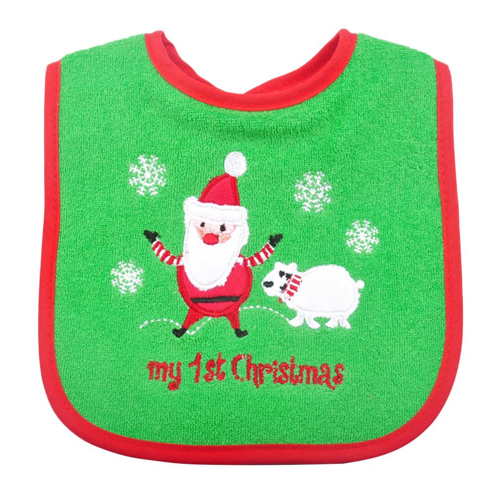 Christmas Baby Bib Pinny Fashionable Embroidered Pattern Saliva Towel Baby Baby Waterproof Bib: D