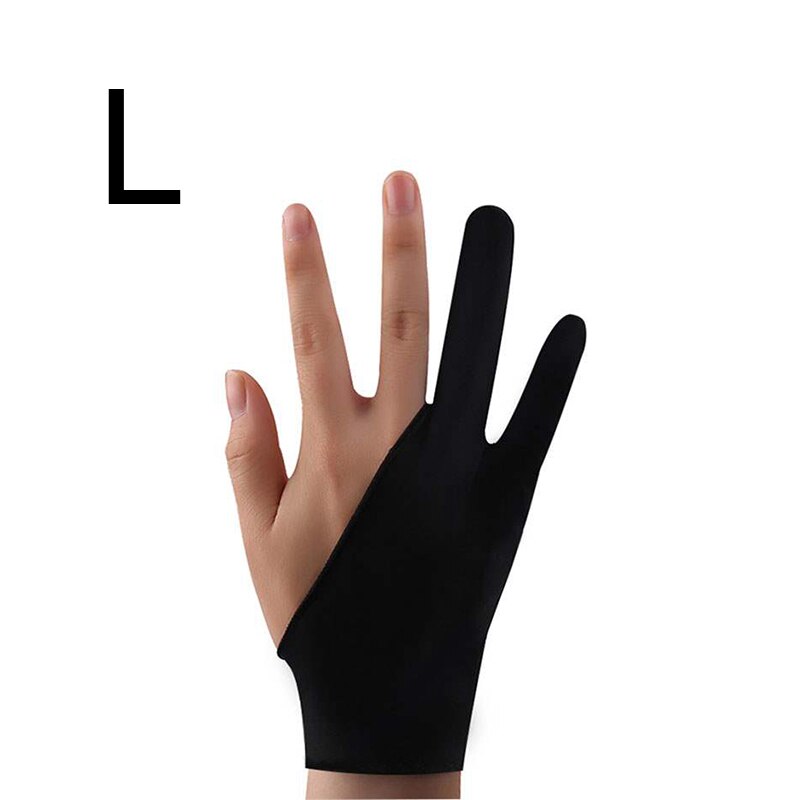 To-finger mitte kunstner anti-touch handske til tegning af tablet højre og venstre handske antifouling til ipad skærmbræt: L
