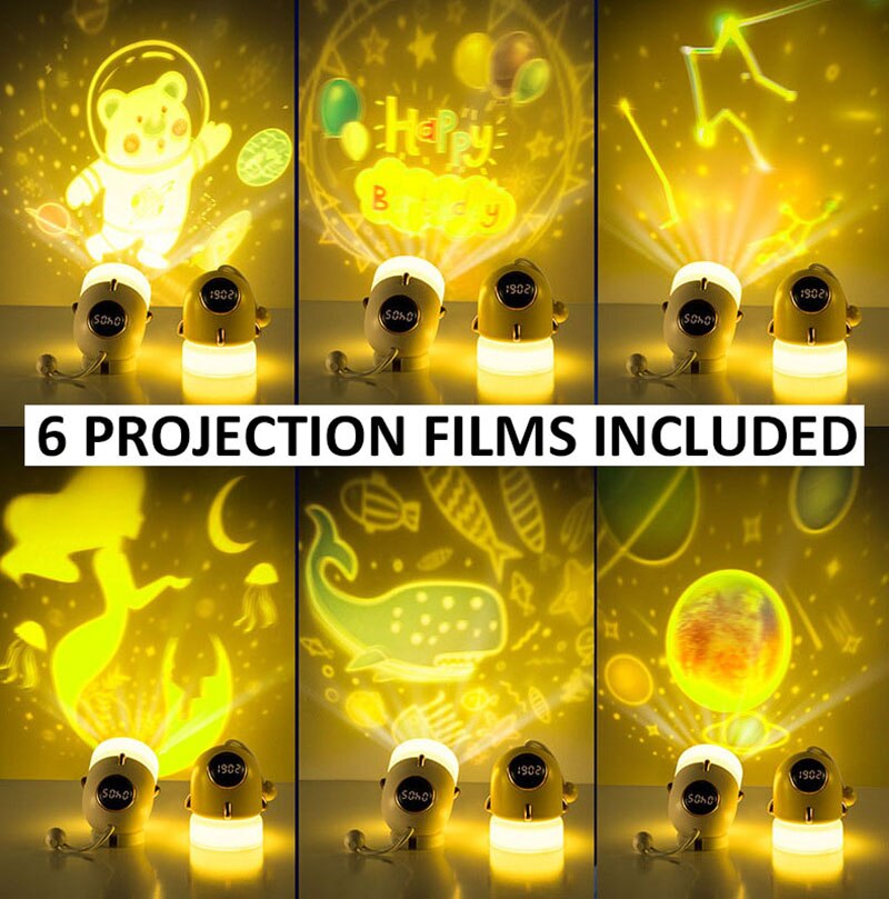 Cute Desk Clock for Children with Romantic Projection and Night Lights for kids Room Hand Clock Kitchen Countdown Timer