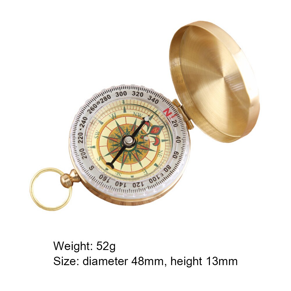 Portable Copper Navigation Compass Waterproof Mountaineering Camping Hiking Luminous Retro Flip Compasses for Outdoor Activities