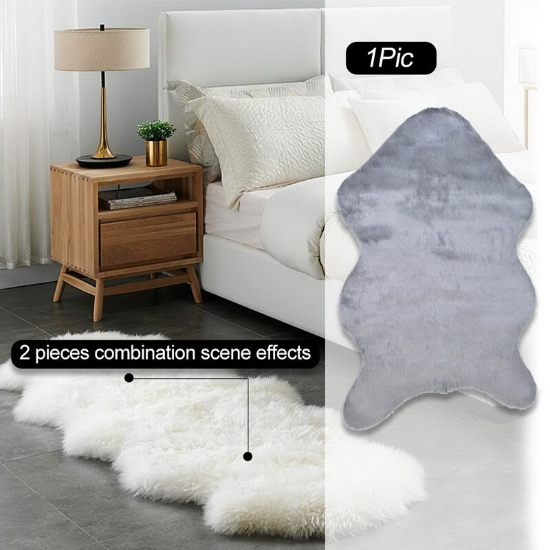 Luxe Rectangle doux en peau de mouton moelleux zone tapis Faux blanc fourrure tapis Shaggy cheveux longs solide tapis salon coussin de siège décor à la maison