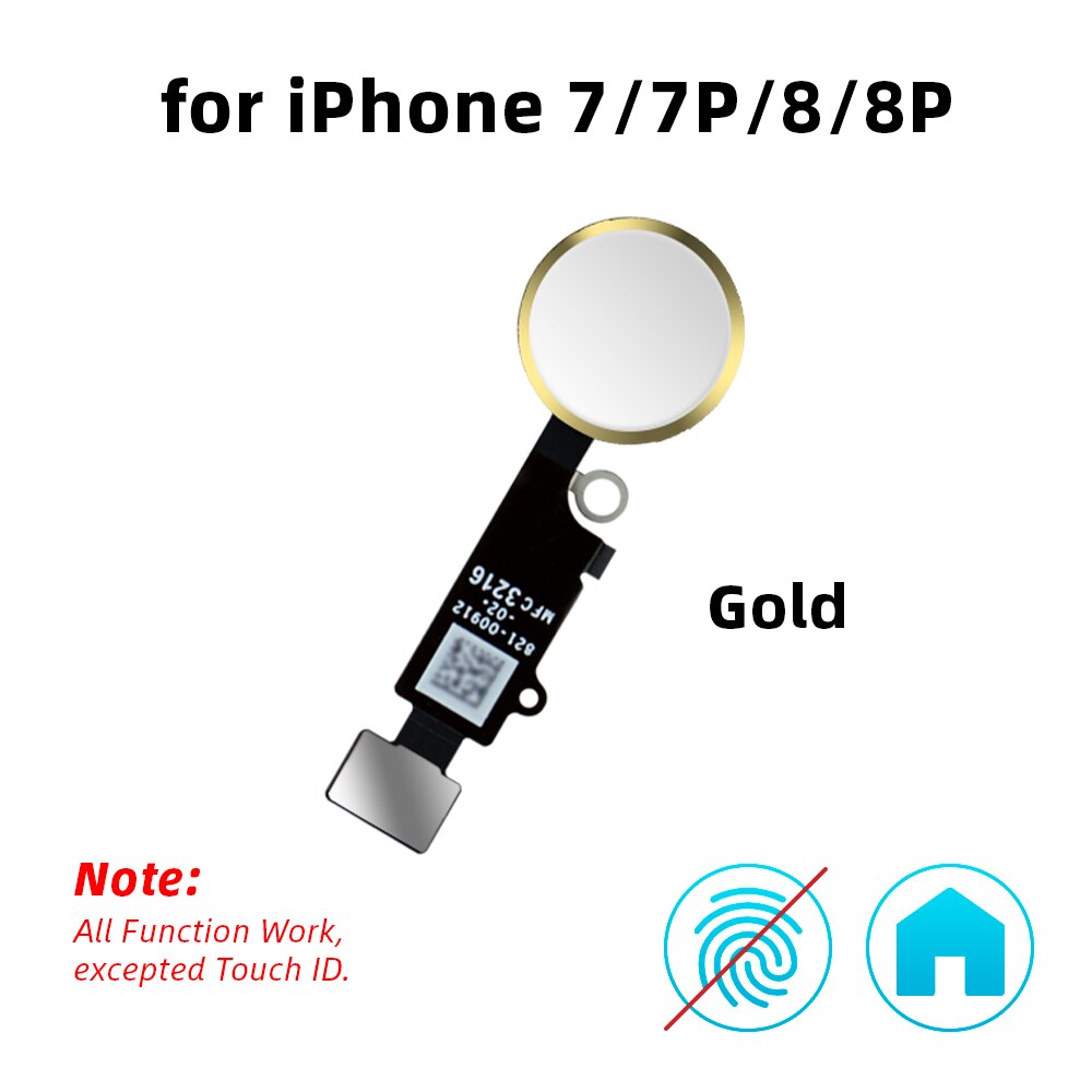 FIXBULL Universelle Bouton Câble Flexible Pour iPhone 7 8 Plus 7plus 8plus Avec Fonction de Retour Pas D'empreintes Digitales Touch ID: For 7-8p Gold