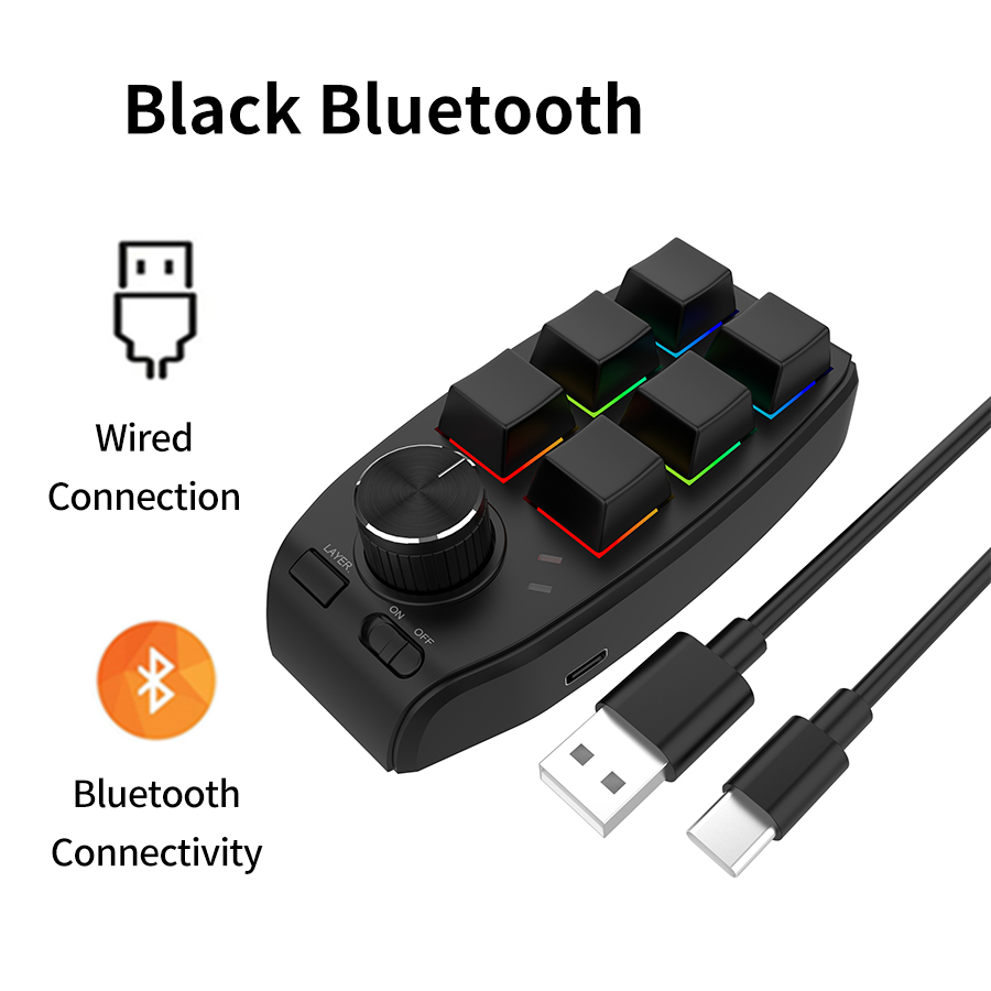 USB Macro Custom Mini-toetsenbord Bluetooth 6 toetsen 1 knop Programmering DIY Mechanische Macropad Gaming Tekening Schakelaar -swap toetsenbord: Bundle1