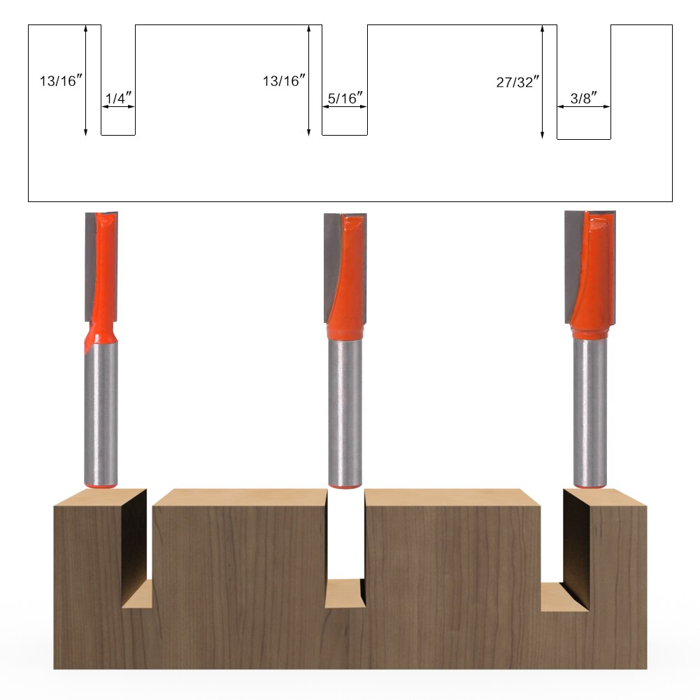 JGZUI1pc 8mm Reinigen bodem Graveren Bit vhm router bit Houtbewerking Gereedschap CNC frees frees voor hout