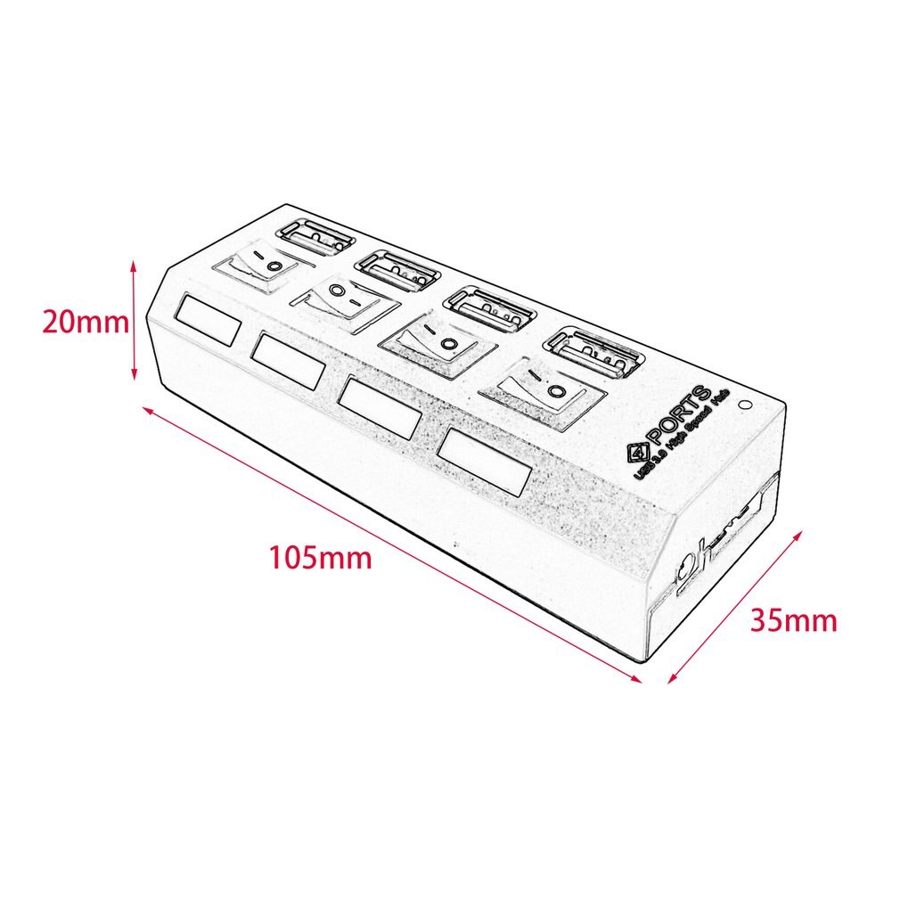 7 / 4 Usb 3.0 High Speed Hub Met Aparte Zeven Poorten Compact Lichtgewicht Power Adapter Hub Met Voeding