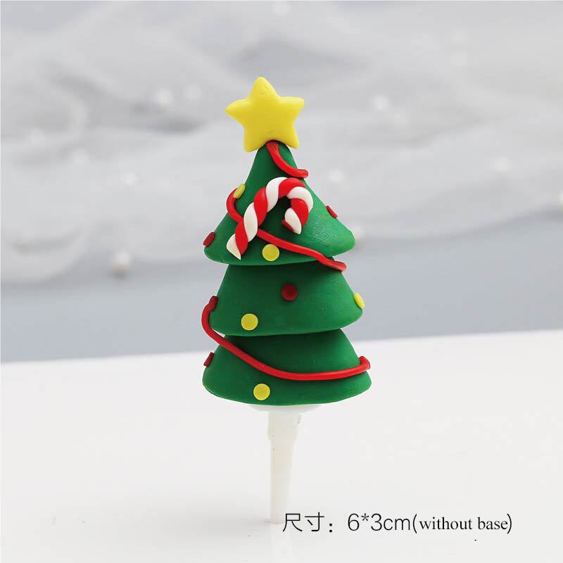 Christams party Cake Toppers Soft clay Christmas cake decoration cake decoration cards and Cake Flags Santa Claus and elk: 9
