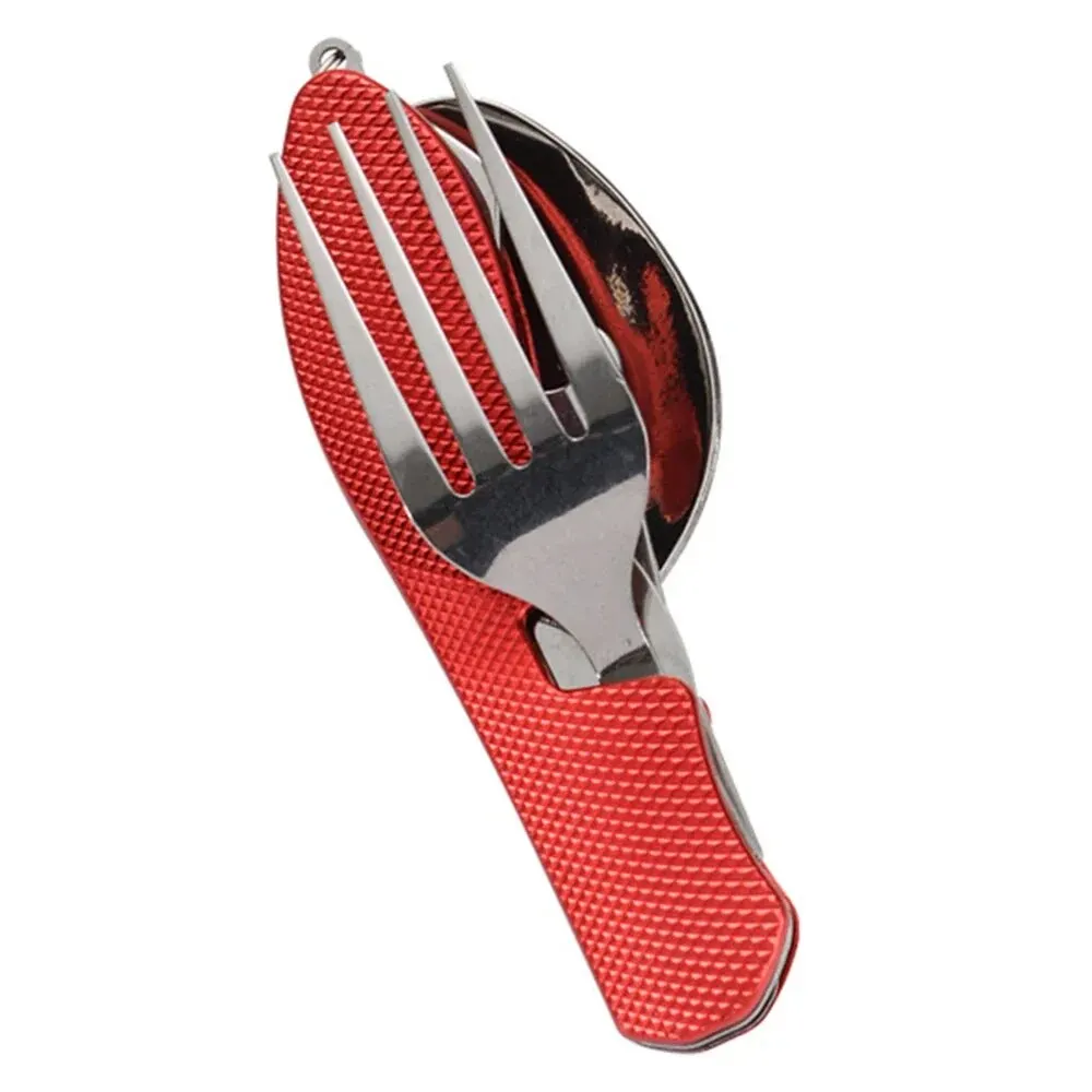 Zusammenklappbares Camping-Utensilien-Set – multifunktionales Messer, Gabel, Löffel-Kombination für Outdoor-Aktivitäten und Sport, Camping, Picknick, Reisen: WHITE