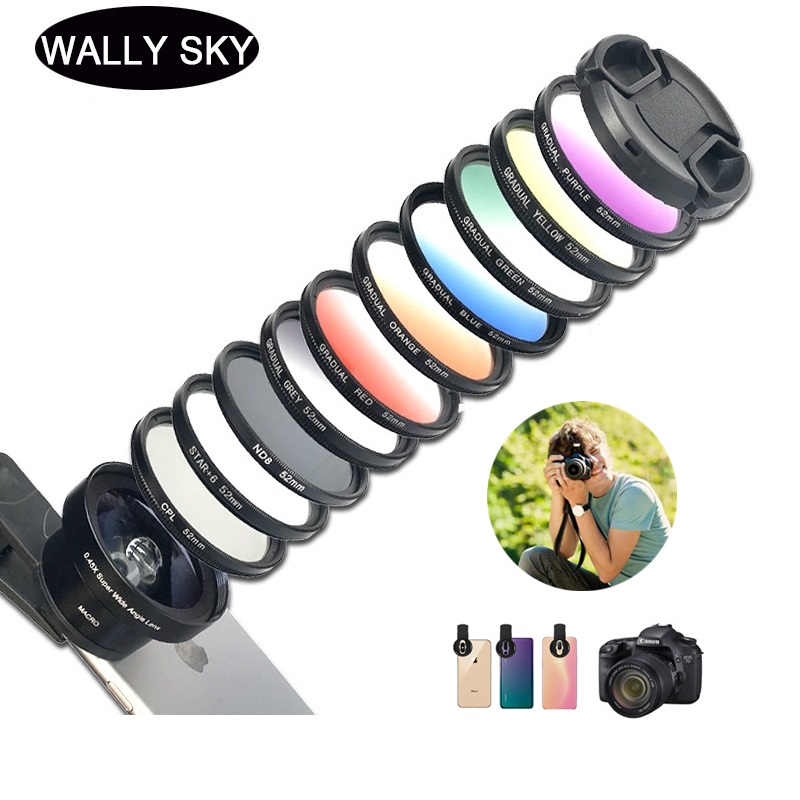 Ensemble de filtres SLR 12 en 1 pour smartphone, pour photographie, objectif Macro grand angle à 7 couleurs dégradées, CPL Starlight