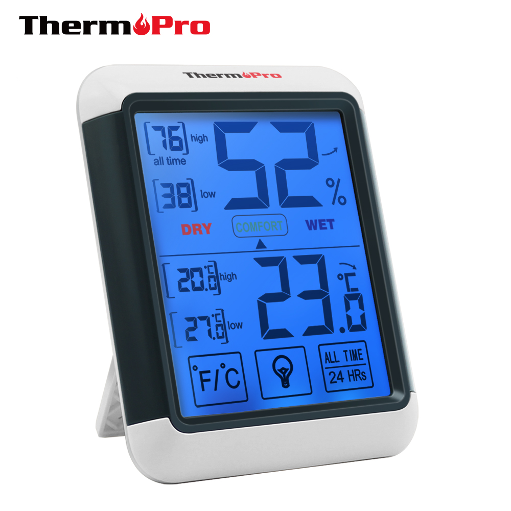 Thermopro TP55 Termometro Digitale Igrometro Termometro Esterno Dell&#39;interno con Touchscreen e la Retroilluminazione di Umidità di Temperatura