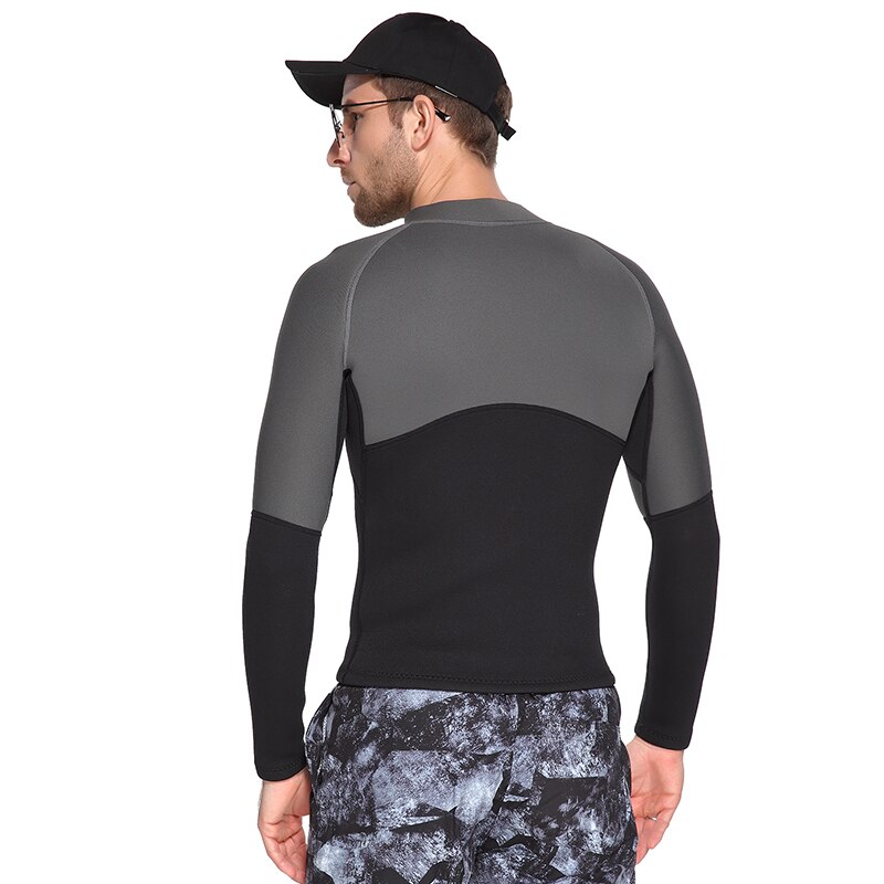 Mens 3mm Neoprene Wetsuit Jacket Long Sleeve Front Zipper Canoe Kayak Surfing Diving Suit Rash Guard Diving Suit Top Adult