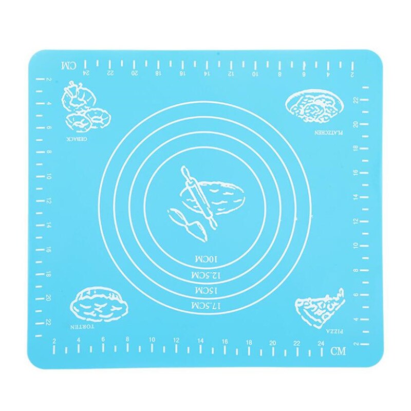 29X26cm Bakken Pad Silicone Rolling Deeg Mat Grote Non-stick Sugarcraft Fondant Cake Pizza Biscuit Cookie Brownie Maker Houder: Sky Blue
