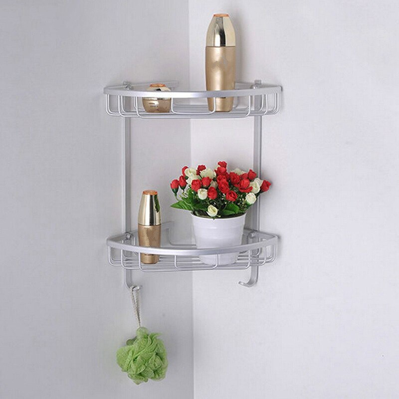 1/2/3 Layers Triangular Corner Rack Toilet Bathroom Shelf Kitchen Shelves Basket Hanger Shampoo Shower Gel Organizer Holder: 2 Layers