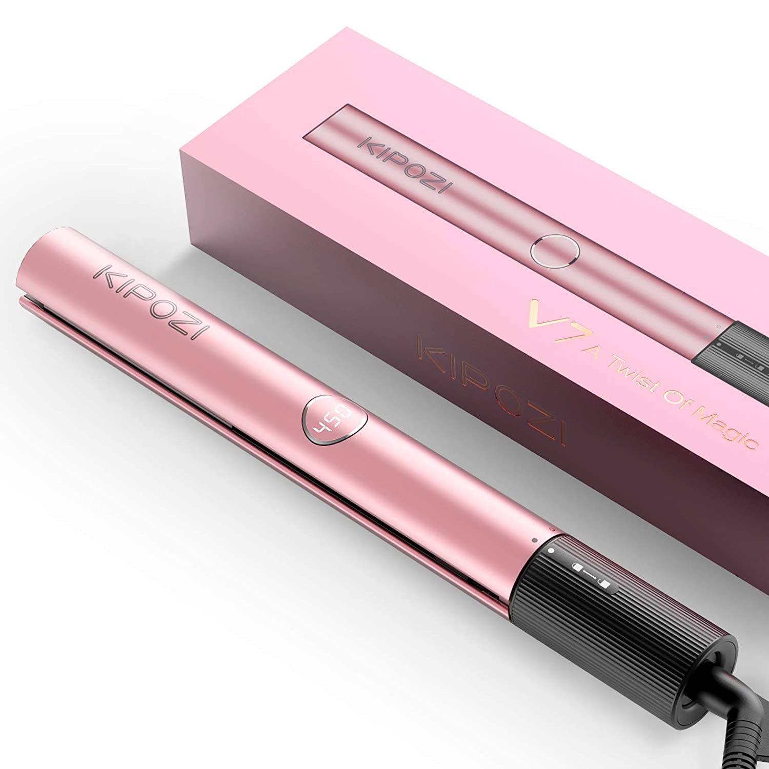KIPOZI piastra per capelli LCD professionale 30s riscaldamento 3D galleggiante ferro piatto 2 In 1 ferro arricciacapelli strumento per capelli salone di alto livello: AE-KP-V7 / UK