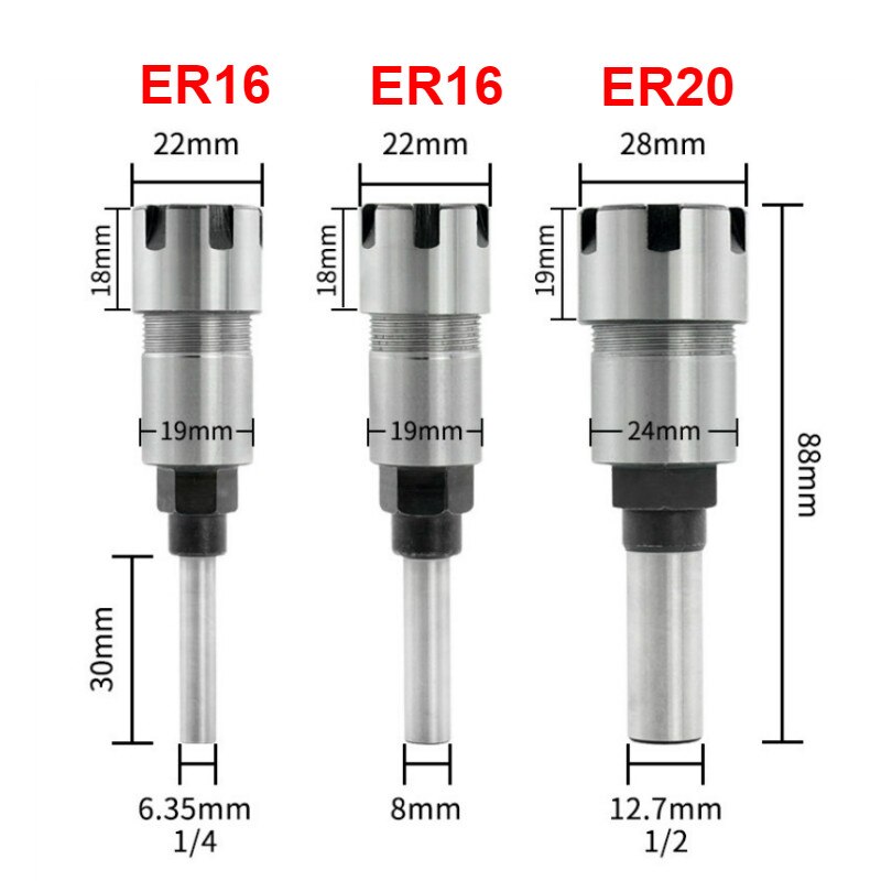 Router Collet Extension Chuck Rod Engraving Machine Extension Rod with Spring Collet Set for CNC Milling Lathe Tool