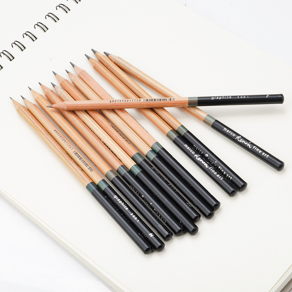 Marco 12PCS Art Sketching Pencil Cedar Wood Body&Varied Hardness of Pen Tips for Sketching Art Creation Packed in Exquisite Iron