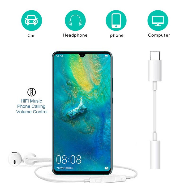 Joyker Type C 3.5 Jack Oortelefoon Kabel Usb C Naar 3.5Mm Aux Hoofdtelefoon Adapter Voor Huawei P30 P20 Pro leeco Le 2 Max C Usb Kabel