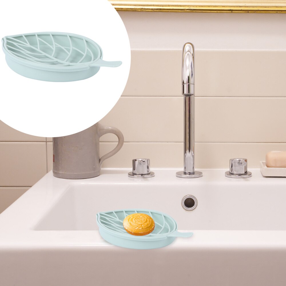Zeepbakje in bladvorm met afvoer, zeephouder voor douche, badkamer, keuken)