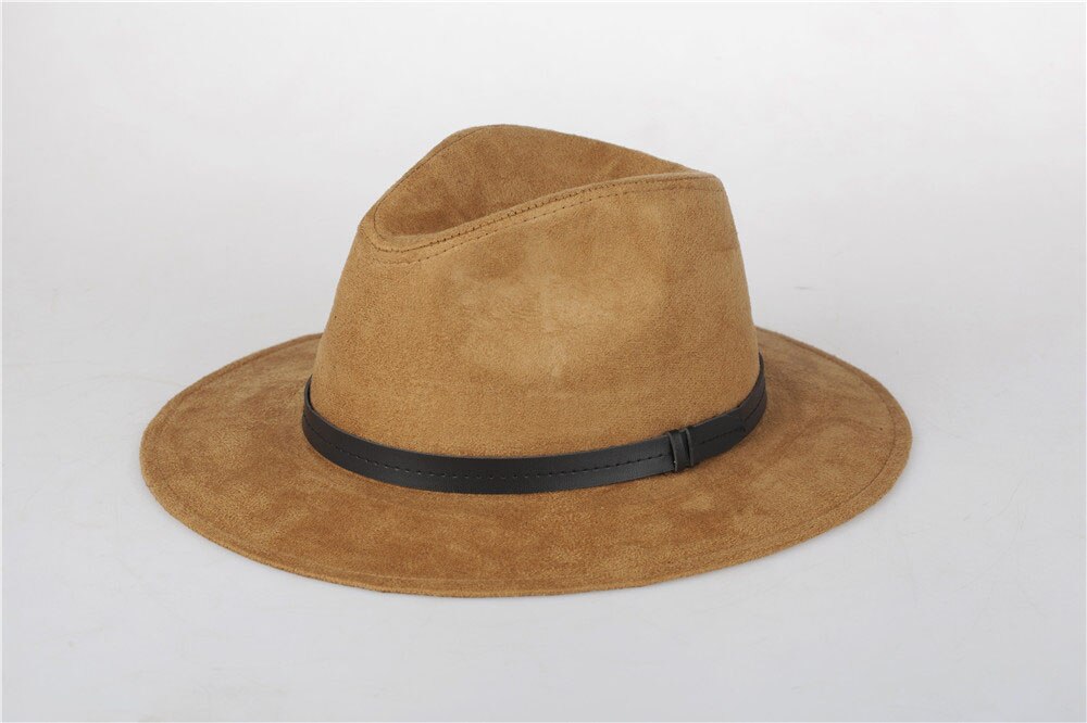 Wearone Crazy Jazzhat unisex Suede wide brim Spring felt fedoras hats women Vintage Wide Brim Floppy chapeau femme Pnama ha: khaki