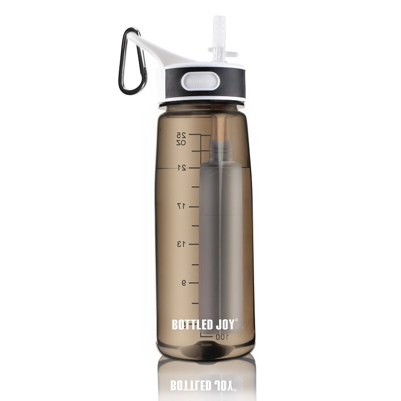 Flaske joy vandflaske med filter , 27oz vandflaske med udskifteligt 2- trins filter bpa fri hulfiber membran filter: Sort