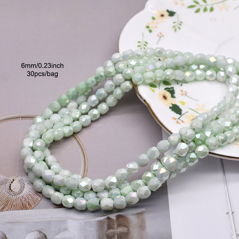 6mm 30 sztuk fasetowane koraliki ze szkła kryształowego 18 fasetowane koraliki w kształcie beczki szklane luźne koraliki dystansowe do tworzenia biżuterii DIY bransoletka: BŁĘKITNA