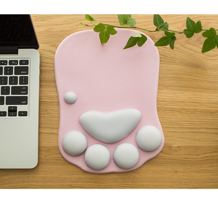 Nette Katze Pfote Maus Pad Anti-Unterhose Silikon Mäbenutzen matt PC Laptop Computer Büro Komfort Handgelenk Rest Unterstützung Spielen zubehör: Rosa