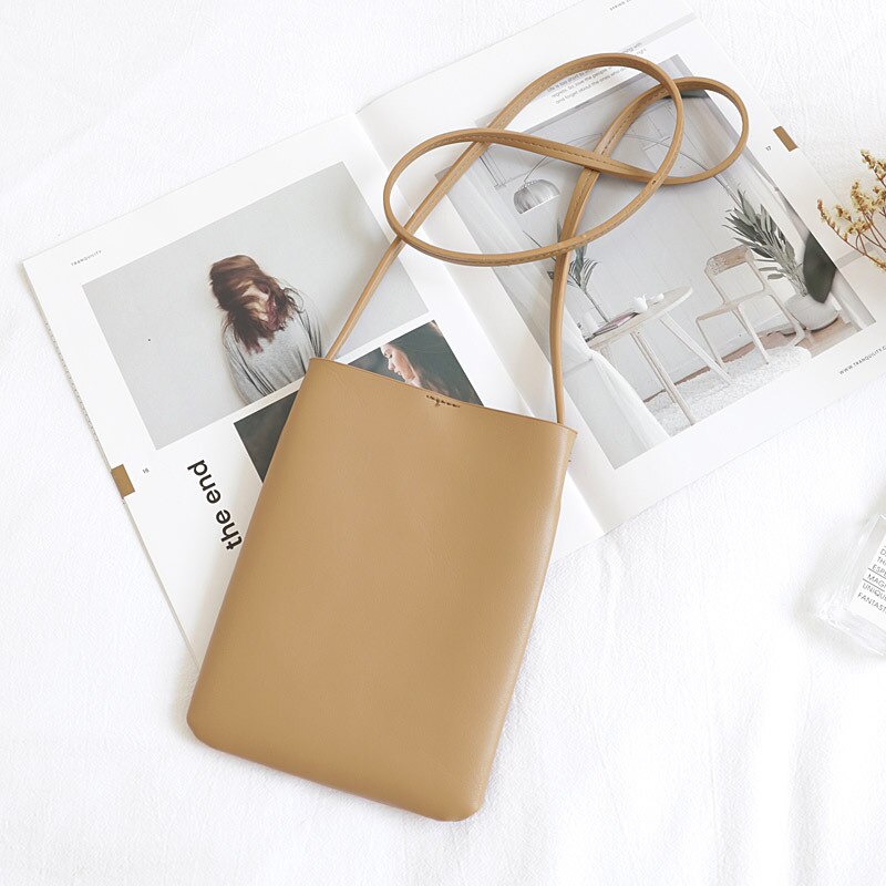 Bolso pequeño Retro de PU para teléfono móvil, bolsa de hombro para teléfono móvil con apertura Vertical, tipo mensajero, informal: Albaricoque