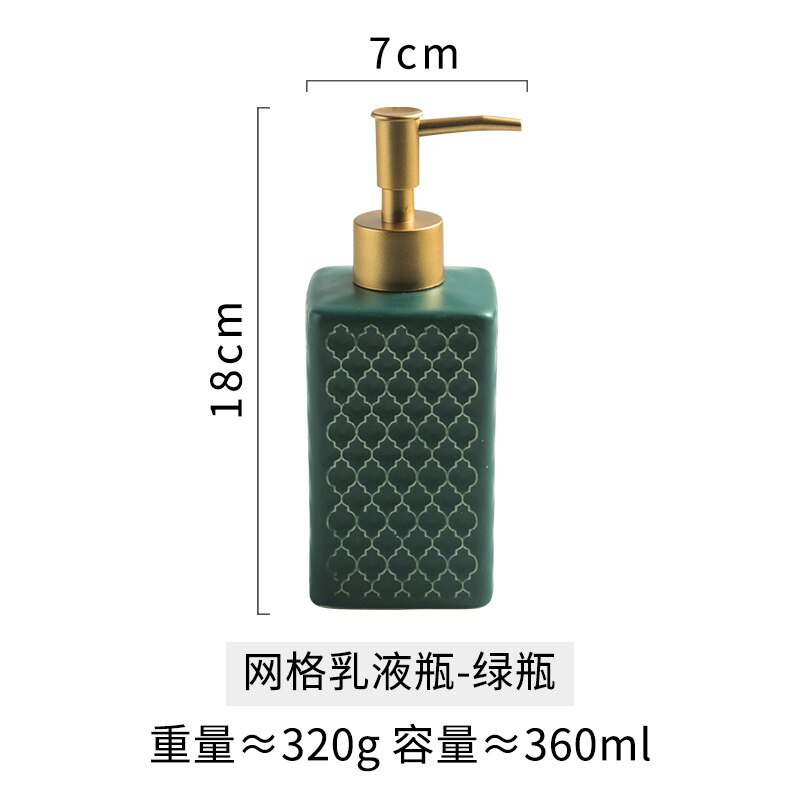 Imiteret marmor keramik badeværelsesartikler sæbedispenser lotionflaske moderne husholdnings keramiske flaske badeværelsestilbehør: B - grøn