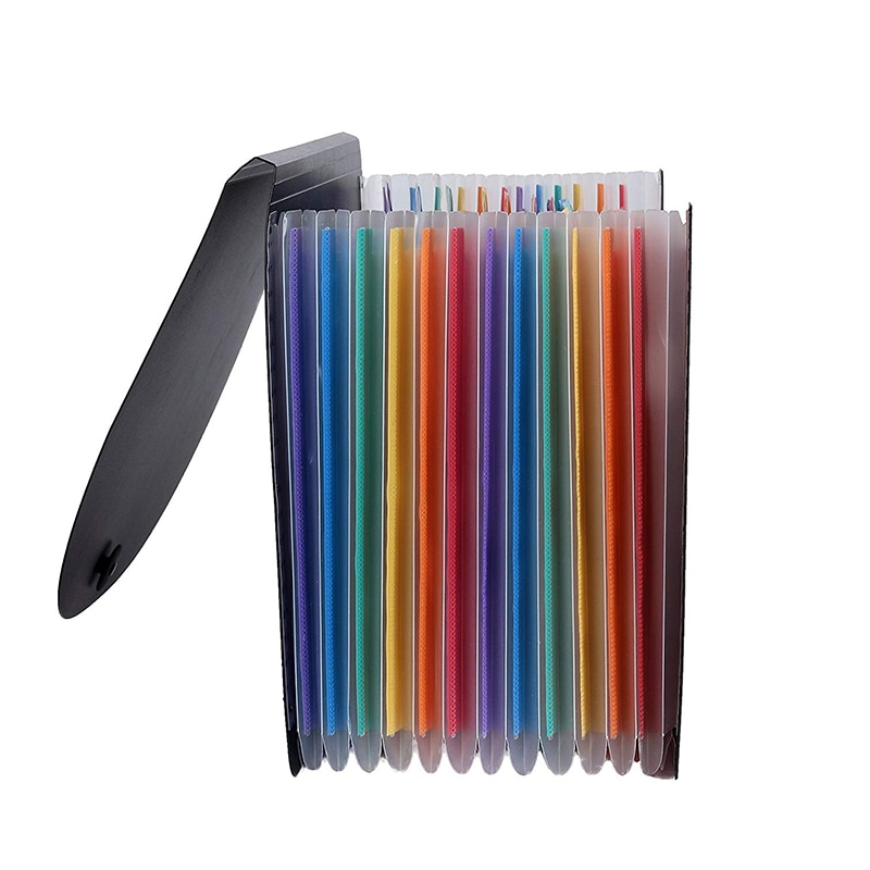 NEUE-Ausbau Datei Ordner A4 Brief Größe Portable Document Halter mit 12 Taschen Schwarz Einreichung Ordner Schreibtisch Lagerung Akkordeon fi