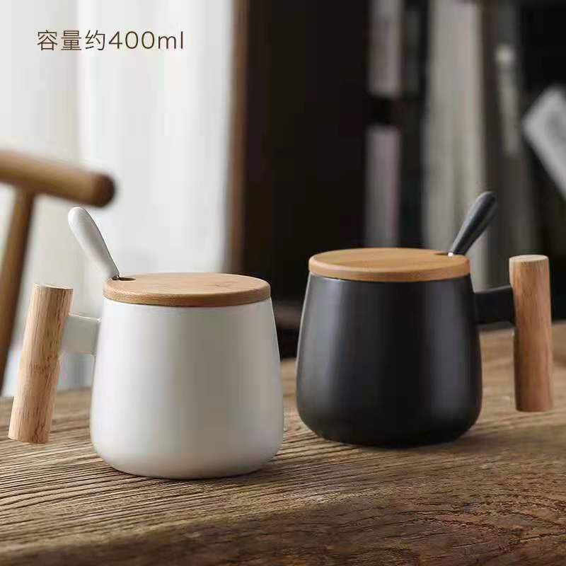 Taza sencilla de cerámica nórdica para el hogar, vaso de agua para café, práctico con tapa