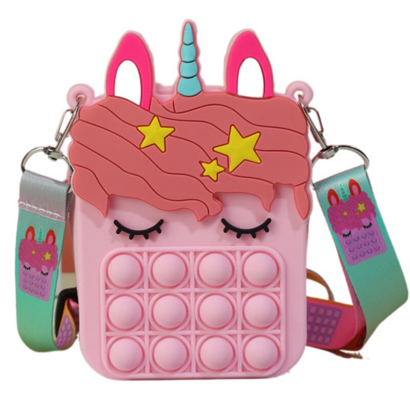Sac Popite géant Pop XXL, , mignon licorne Pop fossette fille Fidget Toy Push Anti-Stress enfants, porte-clés sac à main: 20cm B