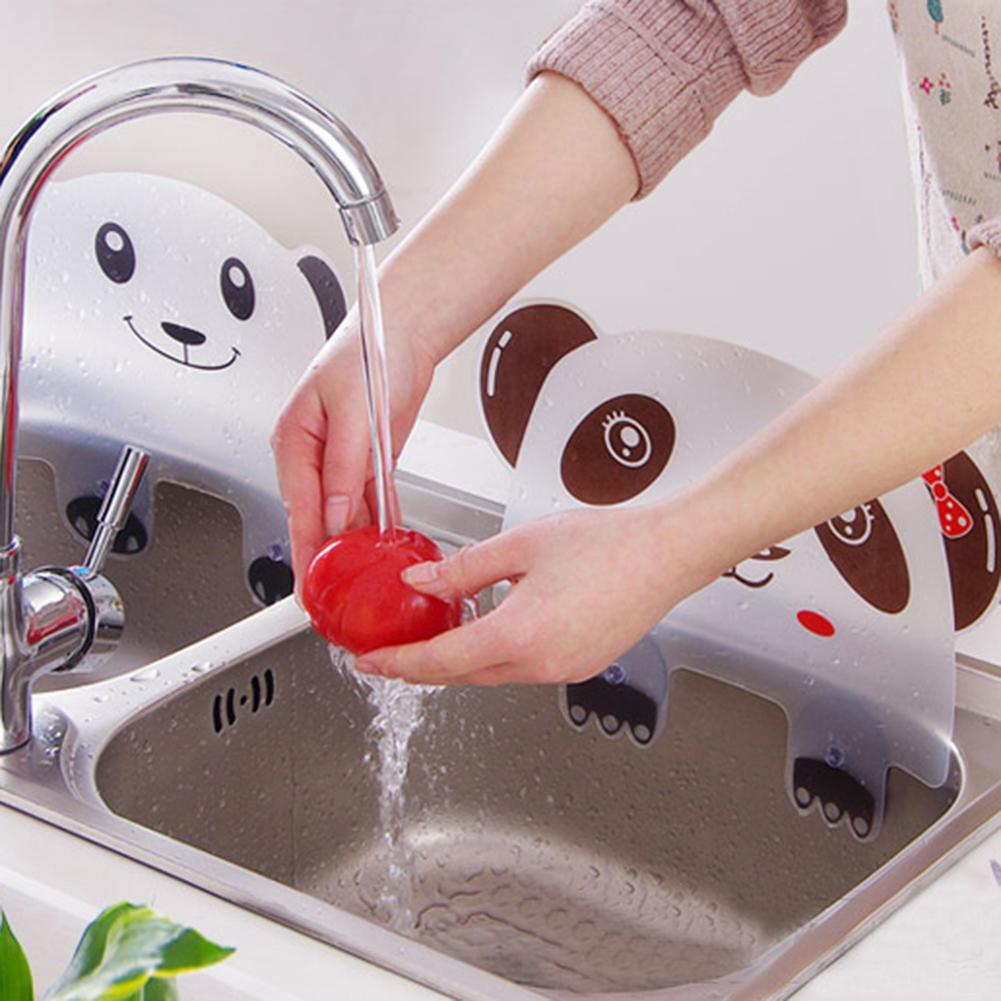 Plato de agua de plástico con dibujos animados de oso Panda, protector contra salpicaduras para fregadero de cocina, impermeable, tabla de lavado de frutas y verduras, 2 uds.