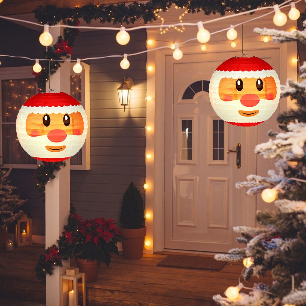 20cm Paper Lantern Santa Claus DIY Hanging Ball Lantern Festival Party Decor Crafts Kids Christmas Decoration