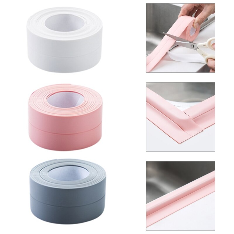 Home Kitchen Waterproof Anti-moisture Self Adhesive Stickers Bathroom Wall Corner Line Sink Wash Basin Tape Sealing Decal